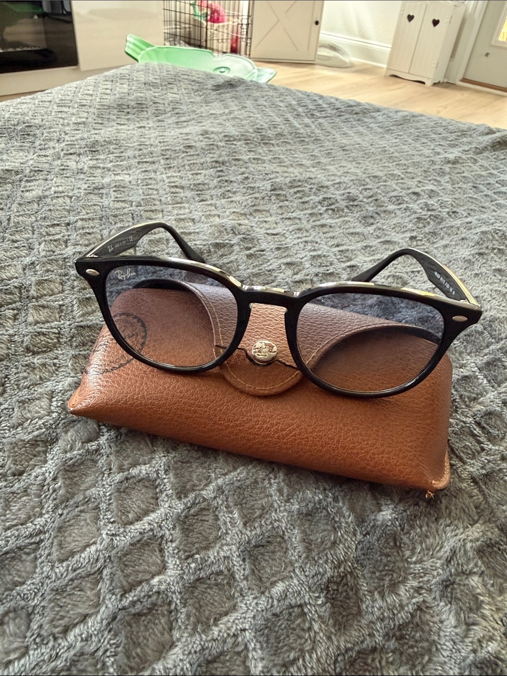 Ray-Ban Black Round Optical Glasses with Brown Case